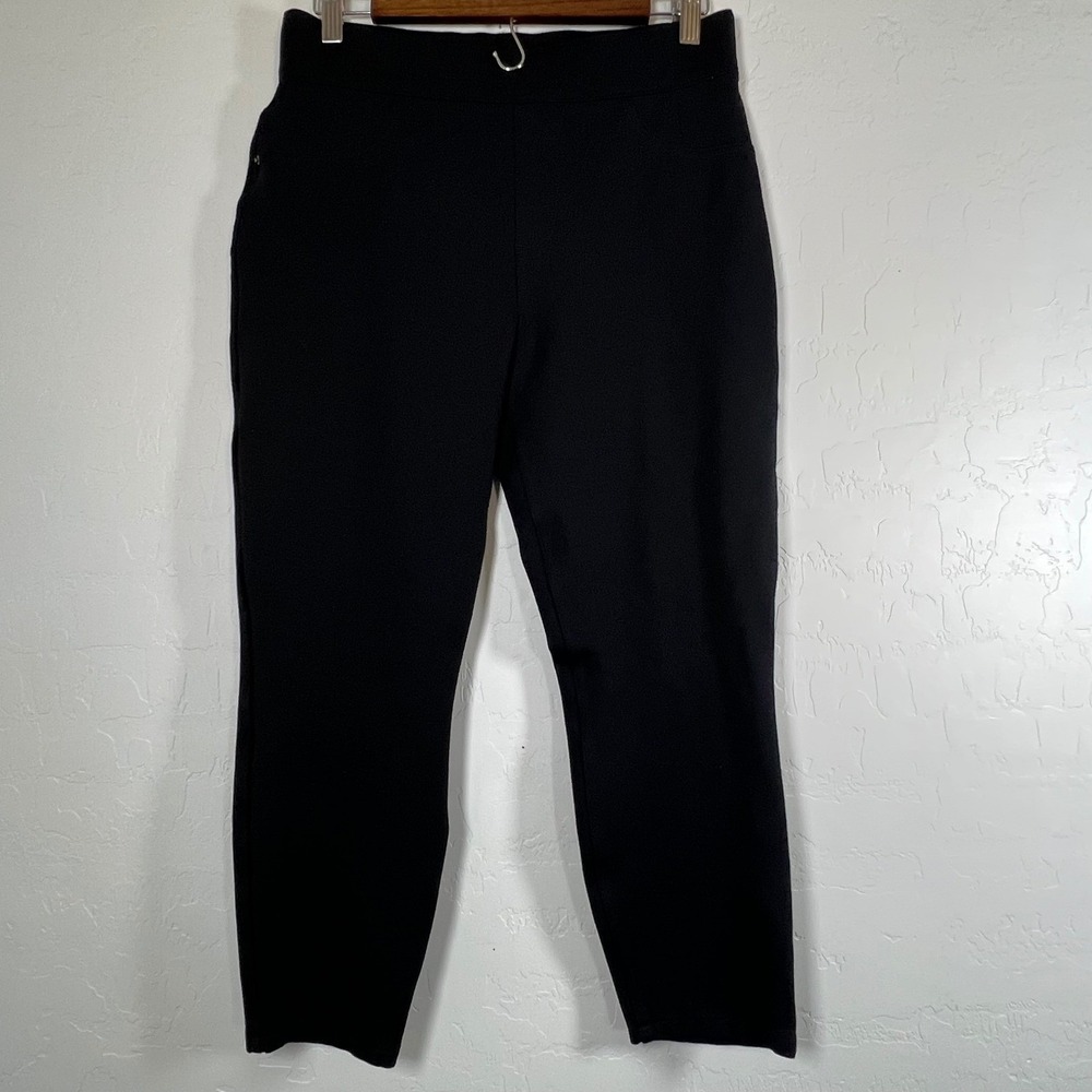 Spanx Cropped slim leg Black pull on pants Womens Large Petite